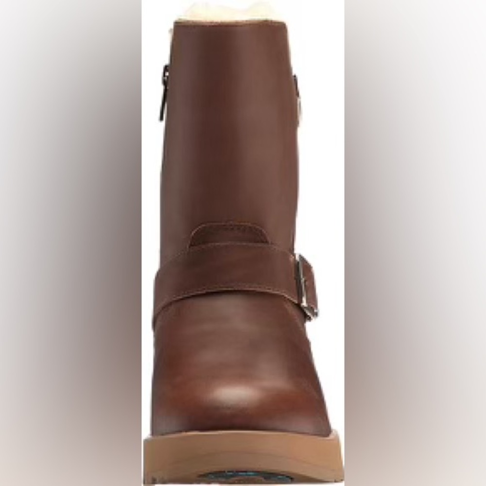 UGG BREIDA WATERPROOF Leather/Suede Sheepskin Lined w/Grip Outsole Boots - Picture 6 of 14